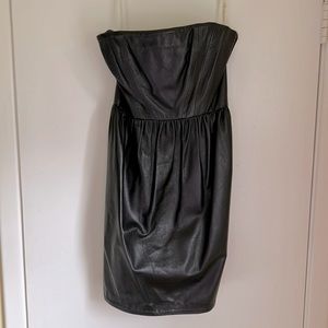 Shoshanna black leather strapless dress. Size 4. NWT.